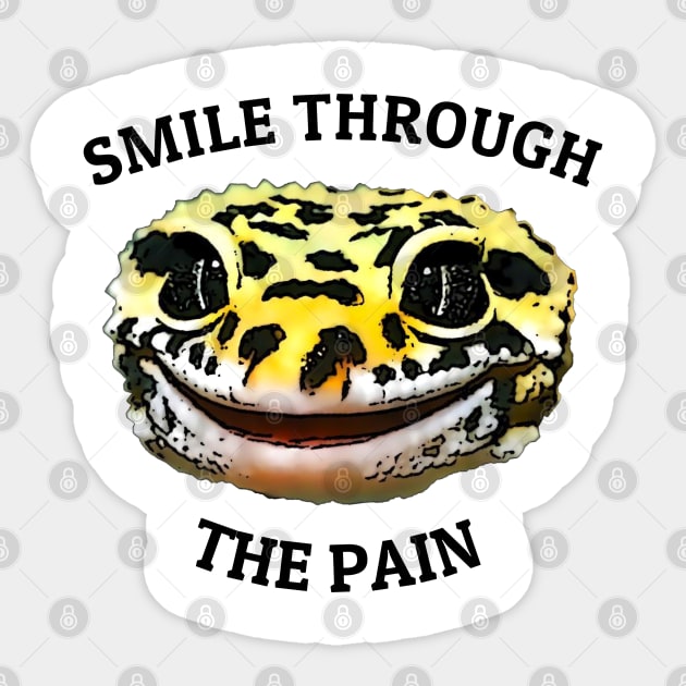 Leopard Gecko Smile Through the Pain Funny Pet Lizard Lover Sticker by DrystalDesigns